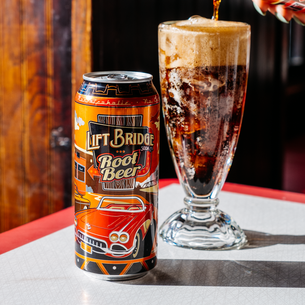Lift Bridge Root Beer craft soda can - Lift Bridge Brewing Co